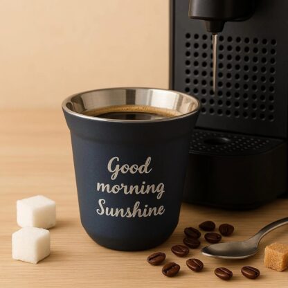 Tasses à Café Expresso style Nespresso Inox de 80 ml - Bleue foncée personnalisable – Image 2