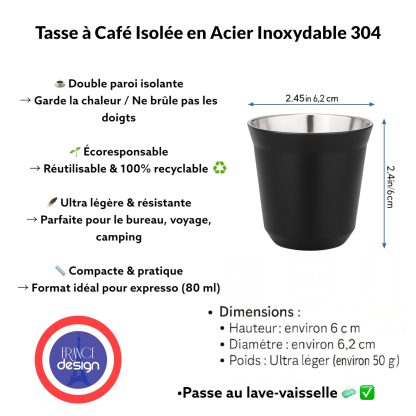 Tasses à Café Expresso style Nespresso Inox de 80 ml - Cuivre personnalisable – Image 4